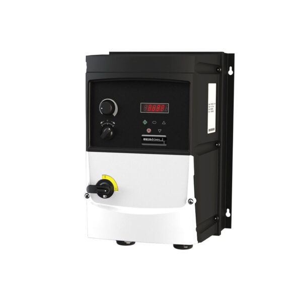 escodrives Frequenzumrichter der EDS3-Serie mit Schutzart IP66, integriertem Bedienfeld und robustem Gehäuse für Outdoor-Industrieanwendungen.