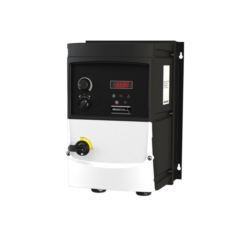 escodrives Frequenzumrichter der EDS3-Serie mit Schutzart IP66, integriertem Bedienfeld und robustem Gehäuse für Outdoor-Industrieanwendungen.