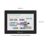Technische Zeichnung des cMT3108XP-W mit 266 × 196 mm und einem Einbauausschnitt von 255 × 185 mm (IP66/ATEX)