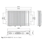 Technische Zeichnung mit Maßen des CIMON CM-NB5011-D Industrie Box-PCs