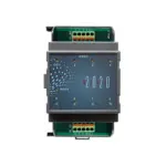 Frontansicht EAP E8DO-OC – MODUL-2020 OC-Ausgangsmodul mit 8 Kanal-LEDs, oberen/unteren Push-in-Klemmen und Kanalbeschriftung 1–8.