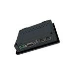 Rückansicht des Weintek cMT2058XH (W) Webpanels mit sichtbaren Anschlüssen für Spannungsversorgung, COM-Schnittstelle, USB und zwei Ethernet-Ports.