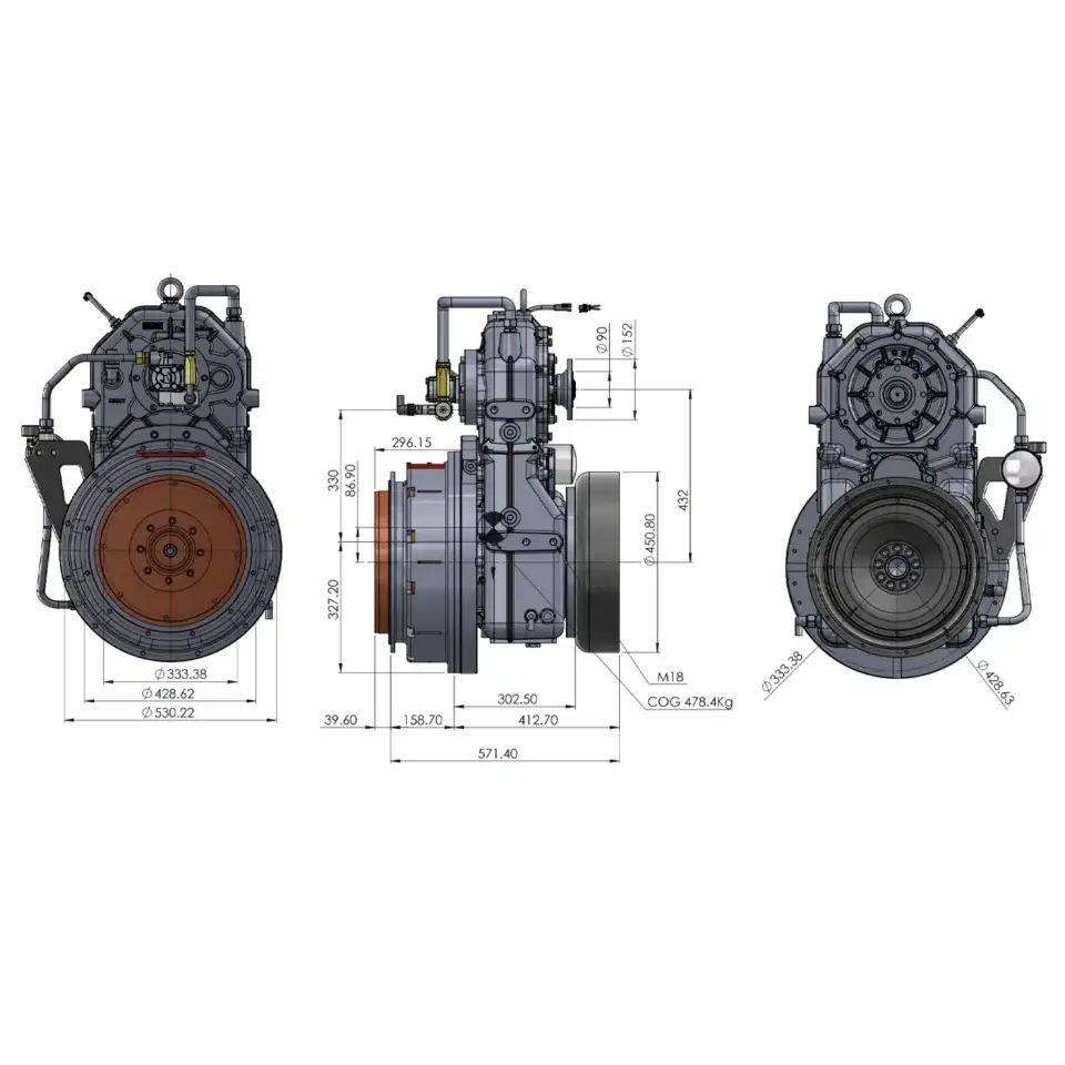 Esco Pht300a Parallel Hybridgetriebe Abmessungen