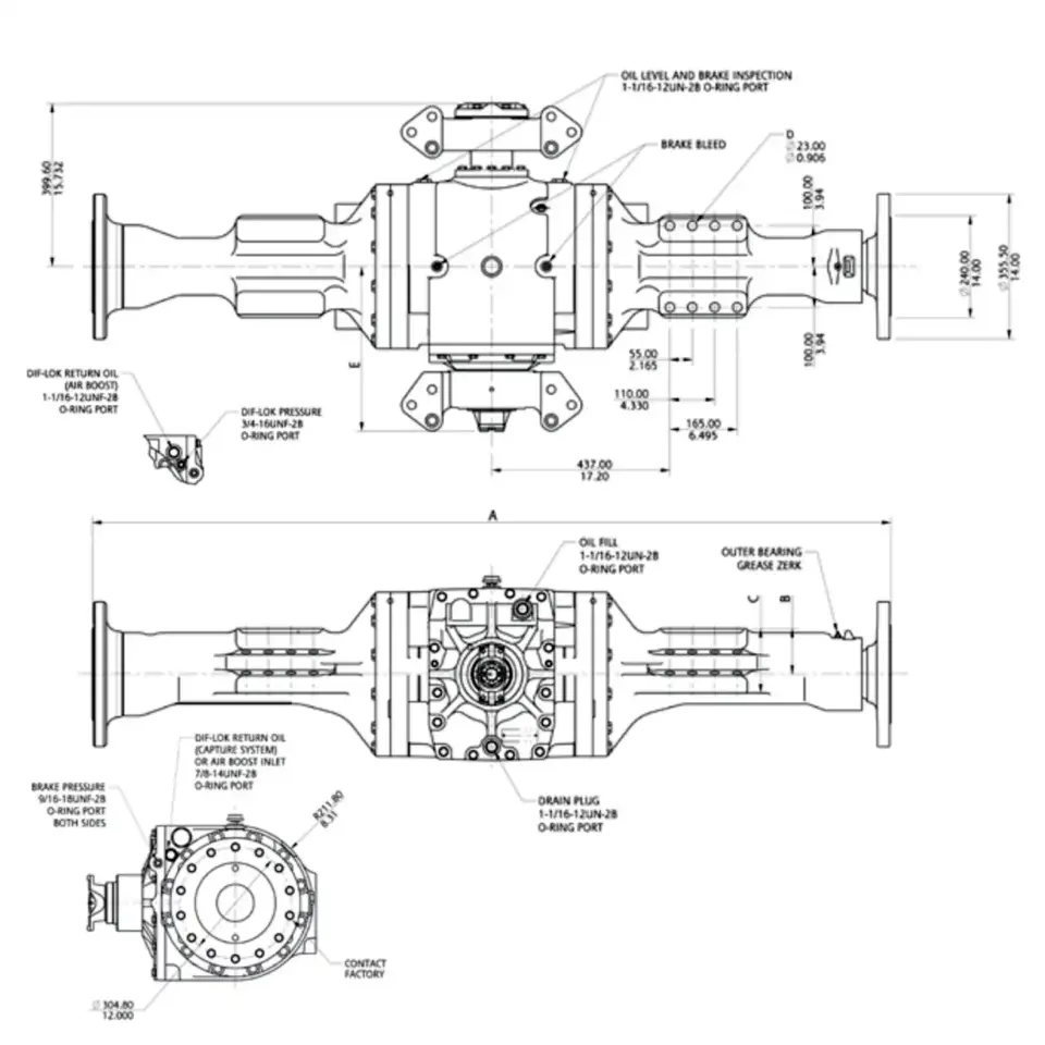 Funk 1200 Series Axle Dimensions