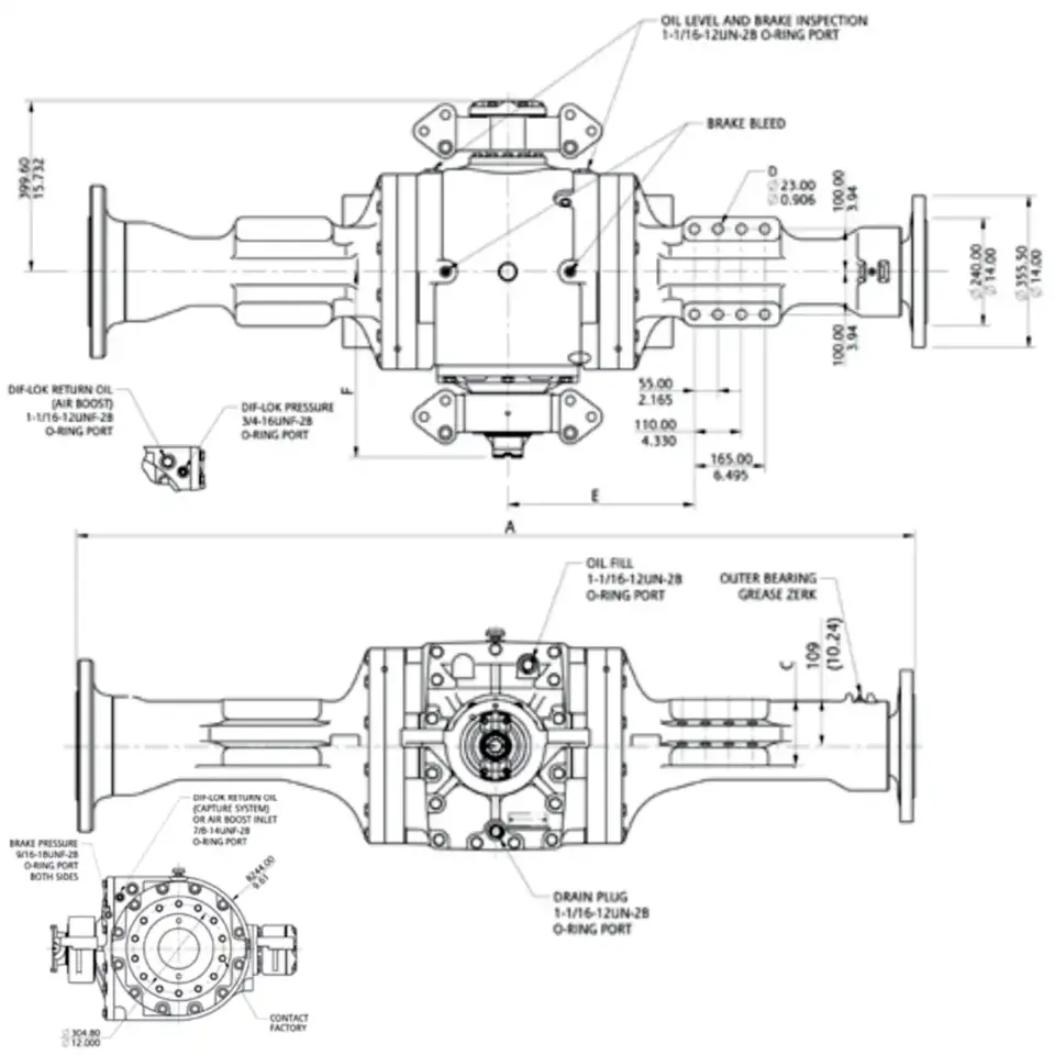 Funk 1400 Series Axle Dimensions